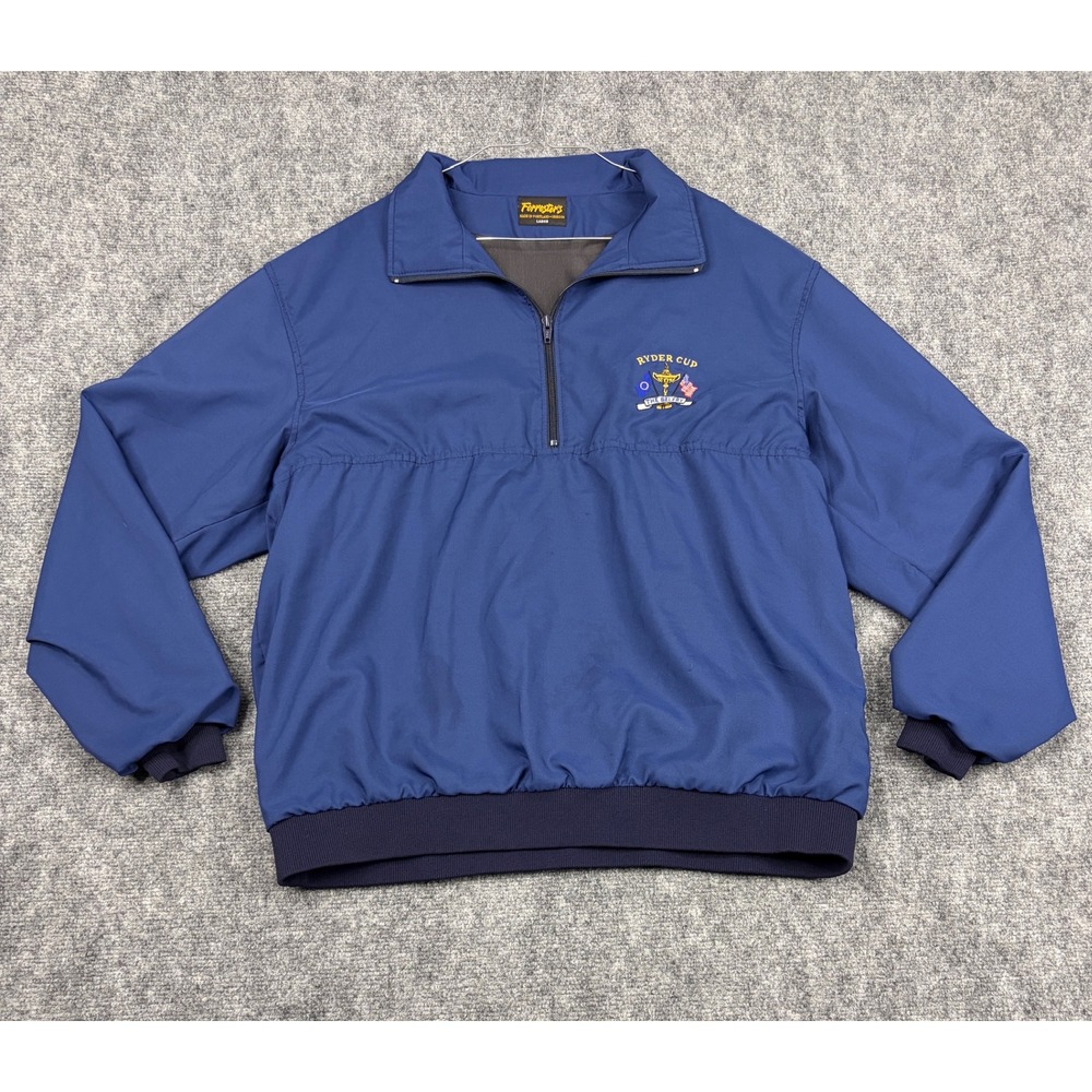 Forrester's Ryder Cup The Belfry Blue Quarter Zip Windbreaker Jacket Mens Large